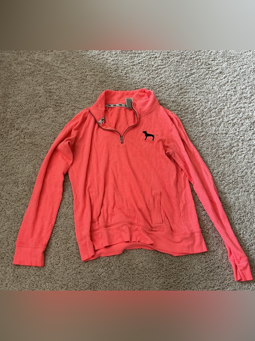 Victoria's Secret PINK brand Orange Quarter-Zip Cowl Sweatershirt